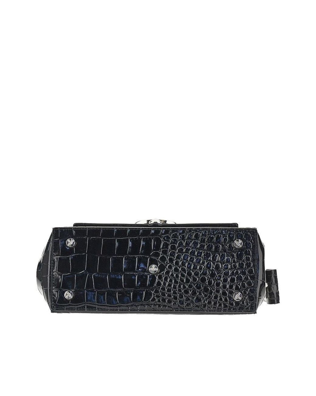 Vivienne Westwood Black Croco-Embossed Leather Medium 'Hazel' Bag