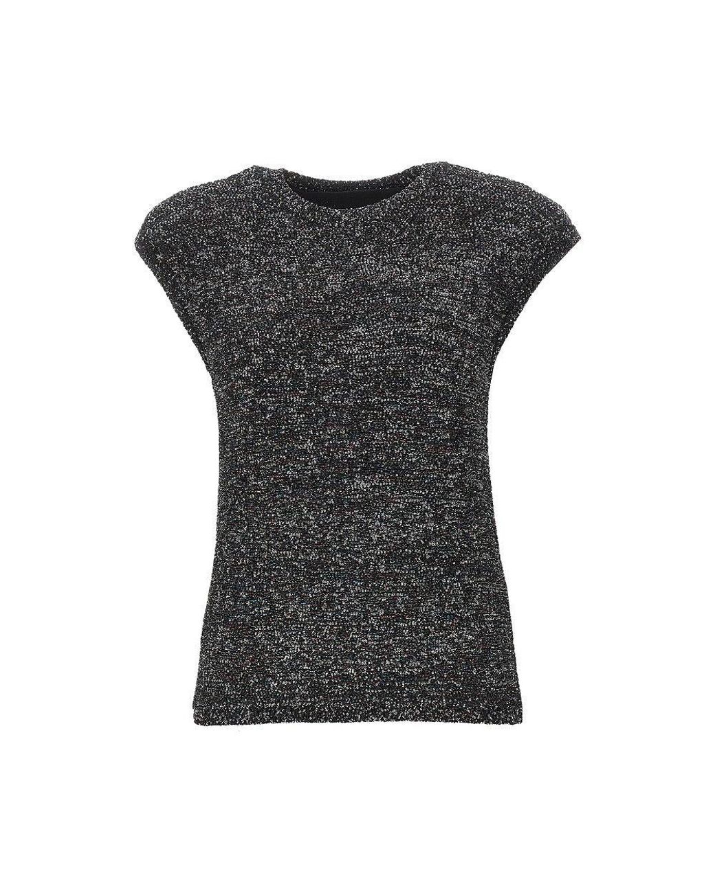 Emporio Armani Black Sequinned Knit Top