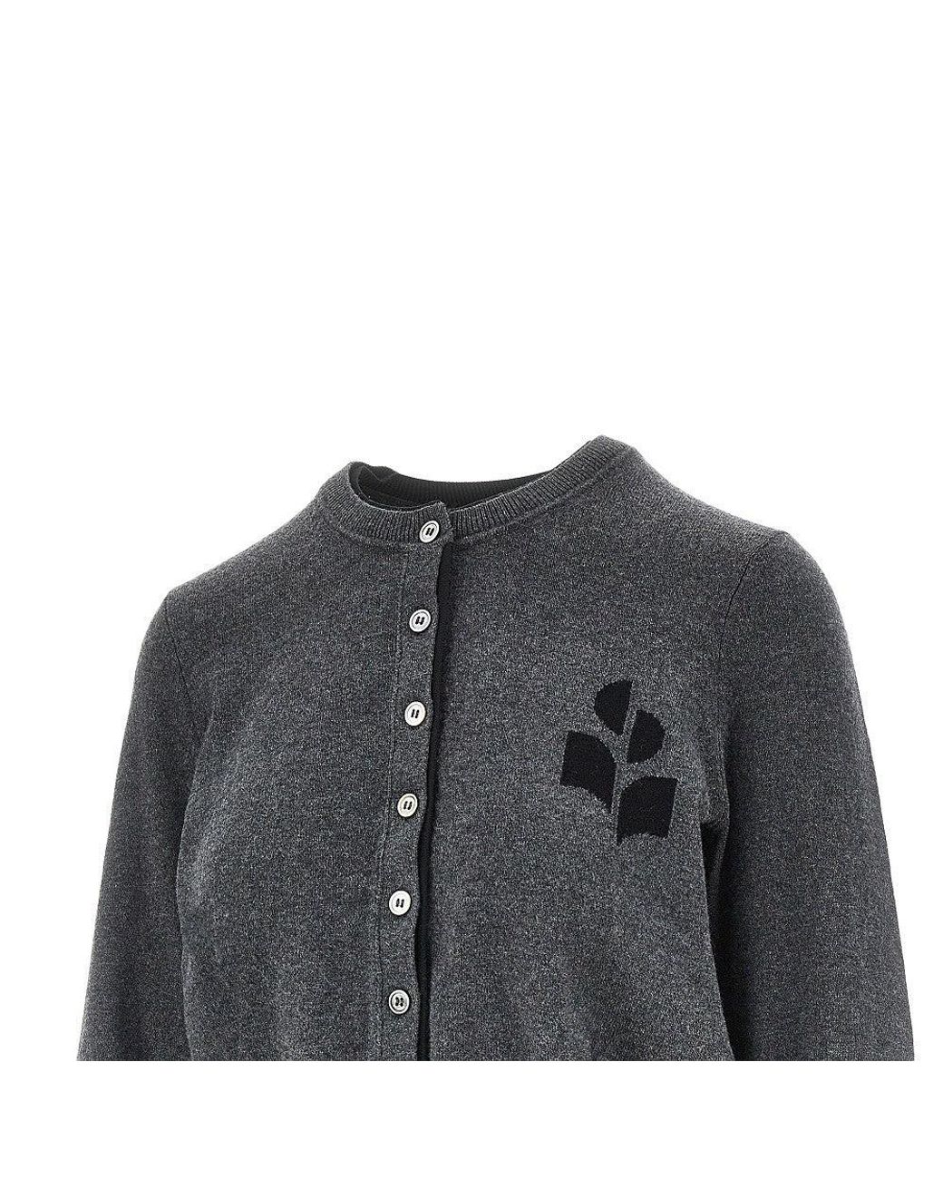 Isabel Marant Gray 'Lona' Cotton And Wool Cardigan