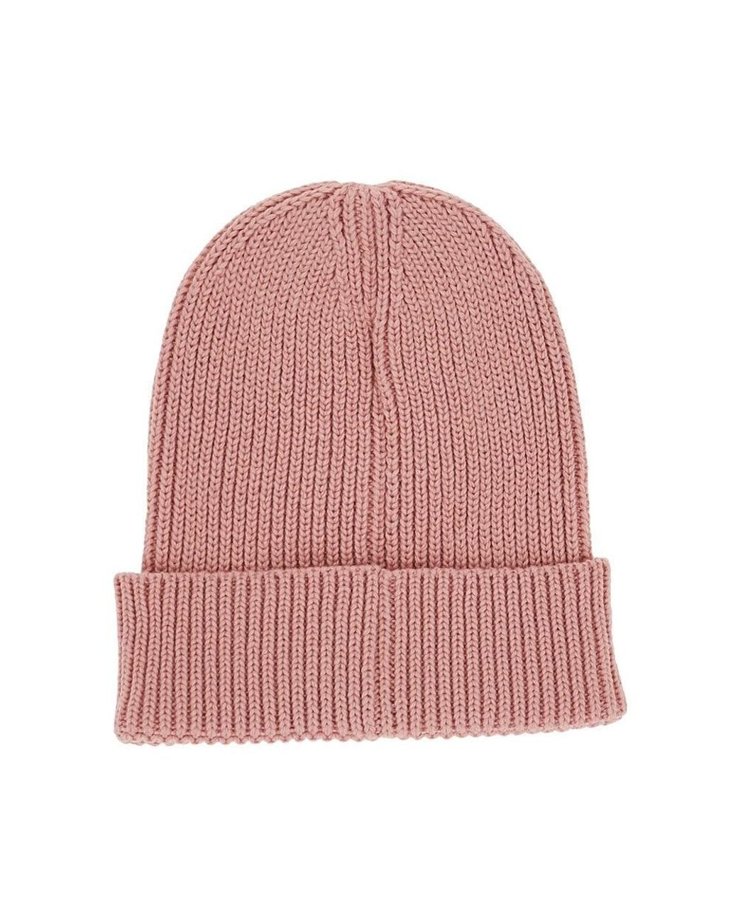 The North Face Pink Logo Patch Beanie Hat