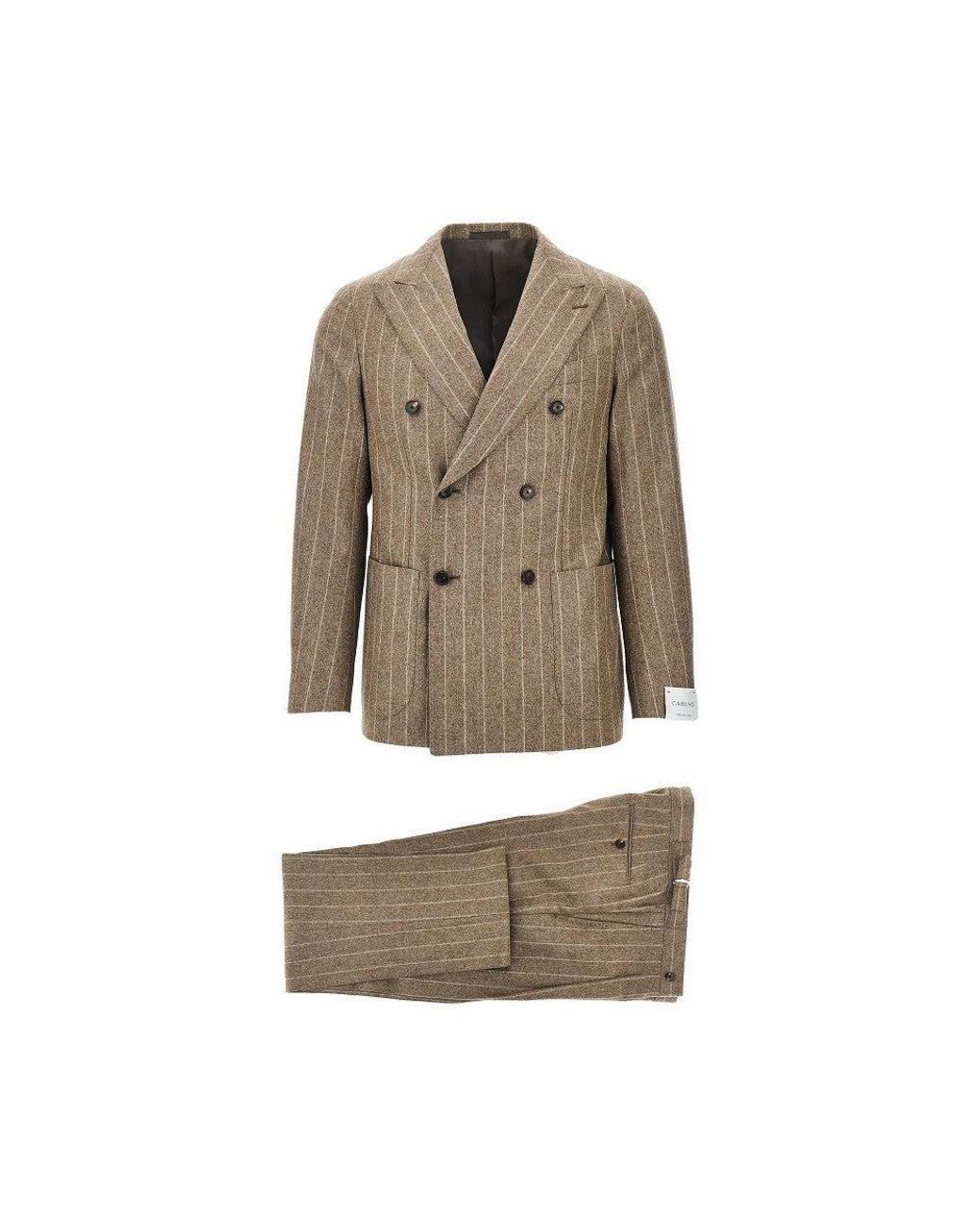 Caruso Natural 'Aida' Pinstriped Flannel Double-Breasted Sui for men