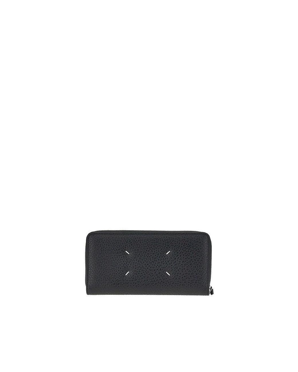 Maison Margiela Black Grained Leather Zip-Around Wallet