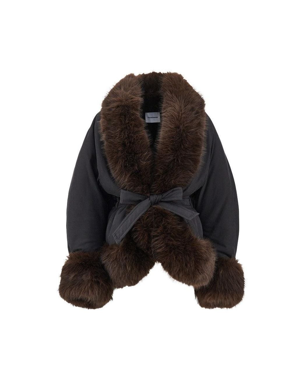 ANDAMANE Black 'Brina' Padded Jacket With Faux Fur