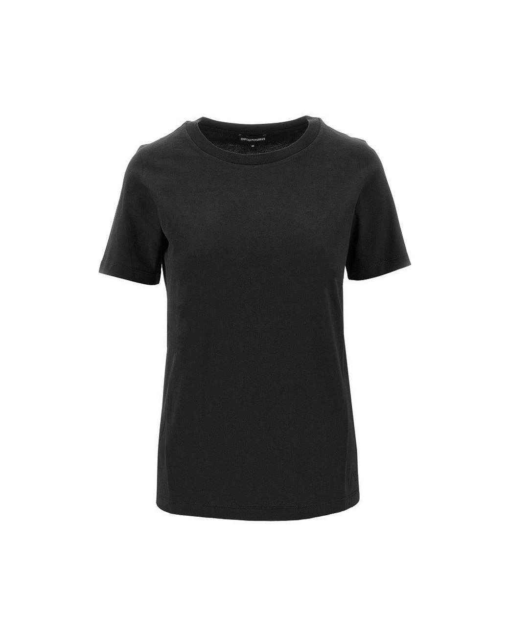 Emporio Armani Black T-Shirt With Logo Embroidery