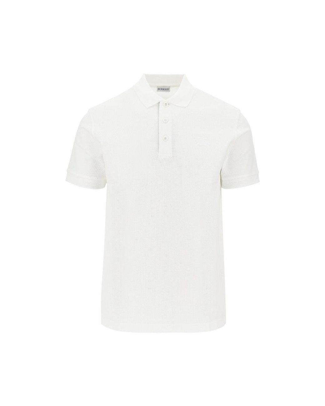 Burberry White Cotton Piquet Polo Shirt With Ekd Embroidery for men