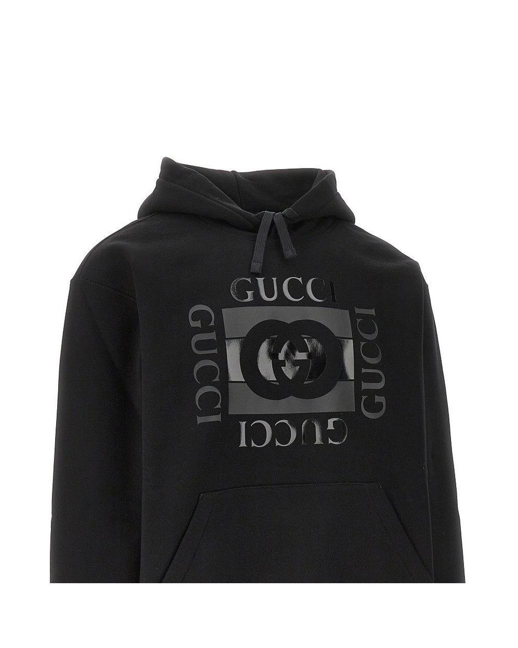 Gucci Black Logo Print Hoodie for men