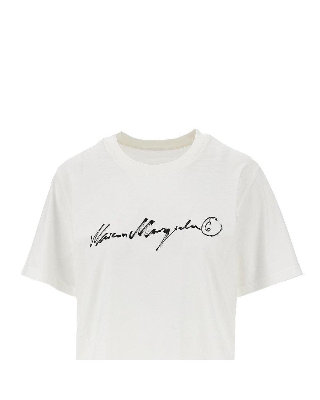 MM6 by Maison Margiela White Calligraphic Print T-Shirt