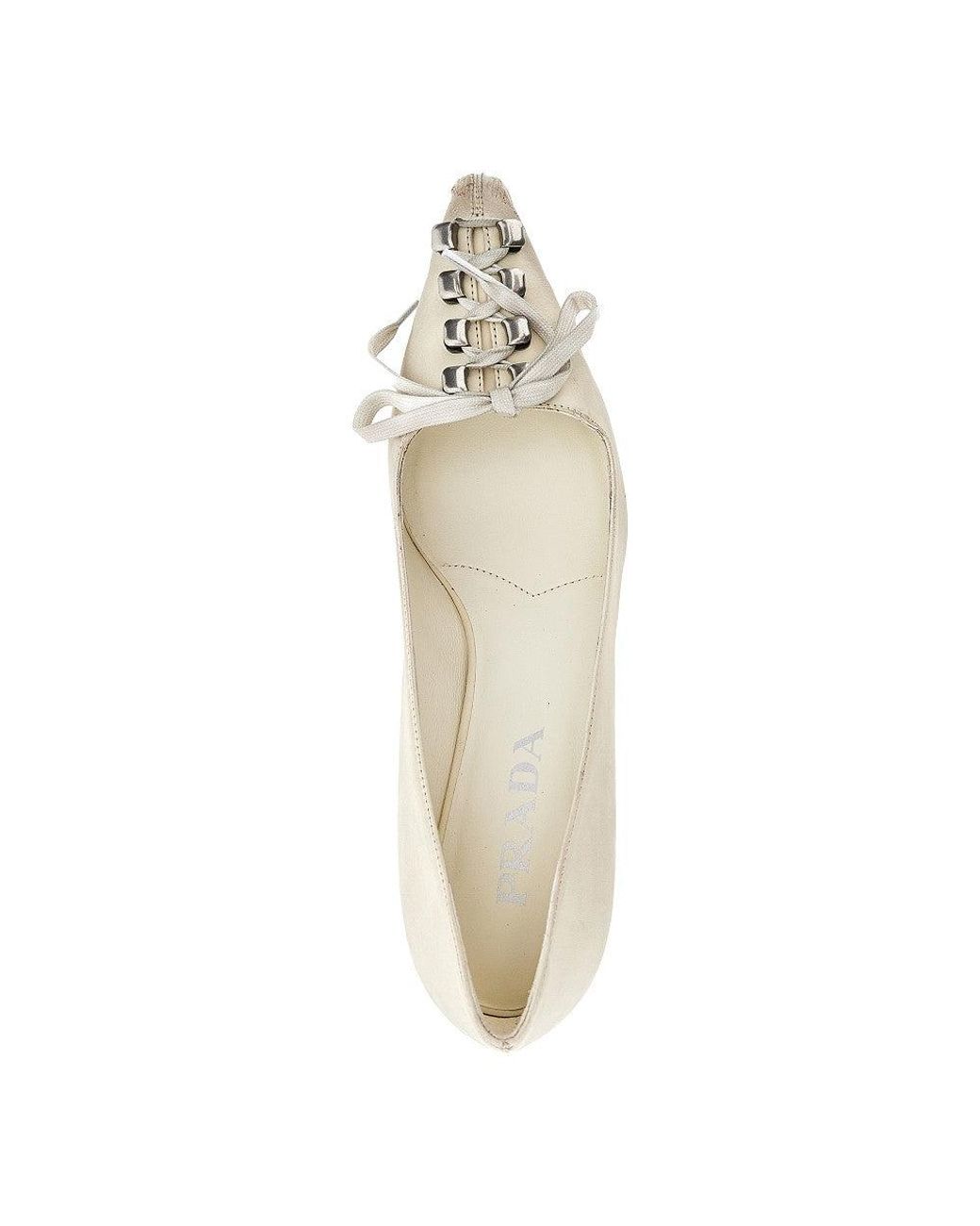 Prada Natural Old-Effect Leather Laced Pumps