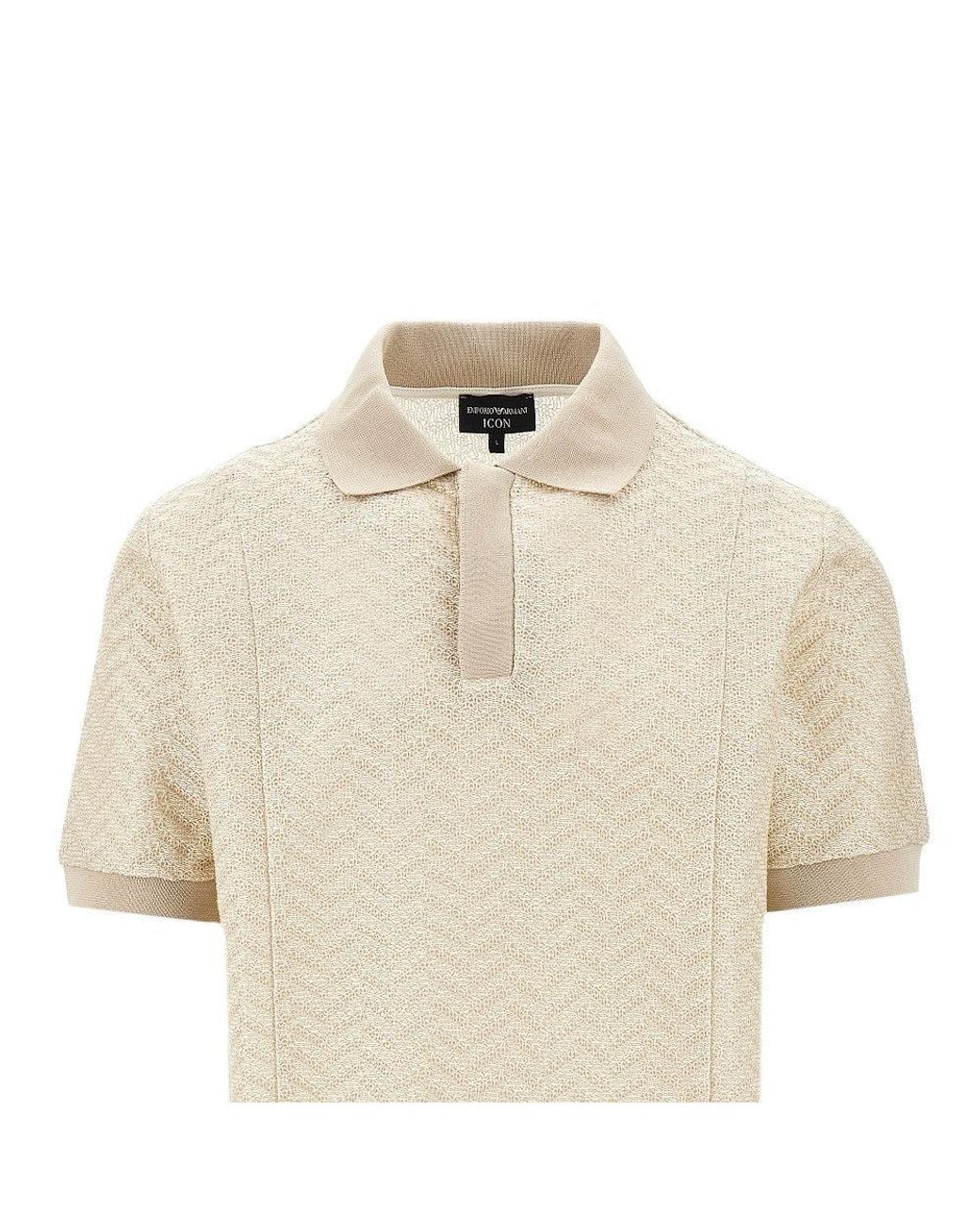 Emporio Armani Natural Icon Chevron Knitted Polo Shirt for men