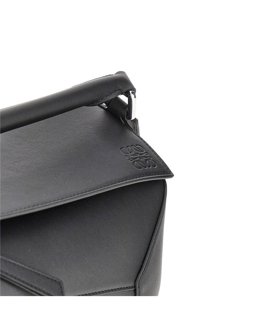 Loewe Black Leather Medium 'Puzzle Edge' Bag