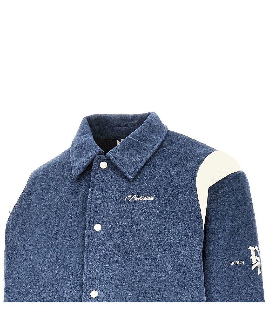 Prohibited Blue Cloth Field College Jacket for men