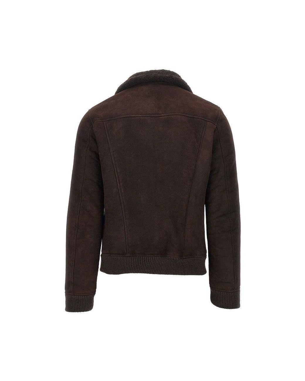 Dacute Black Washed Waxed Shearling Jacket for men