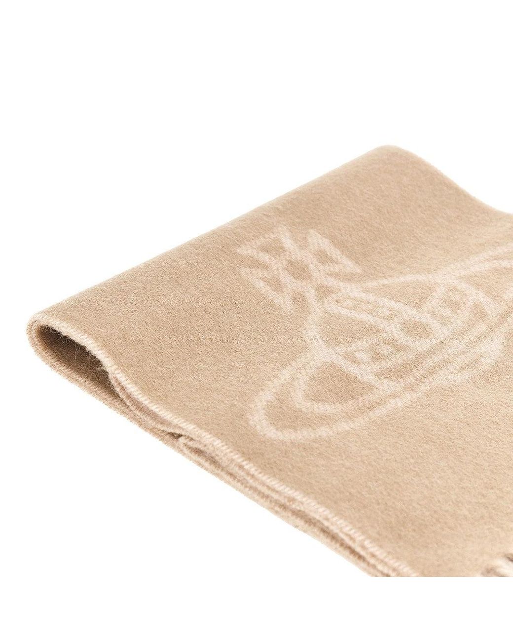 Vivienne Westwood Natural Single Orb Double-Face Wool Scarf
