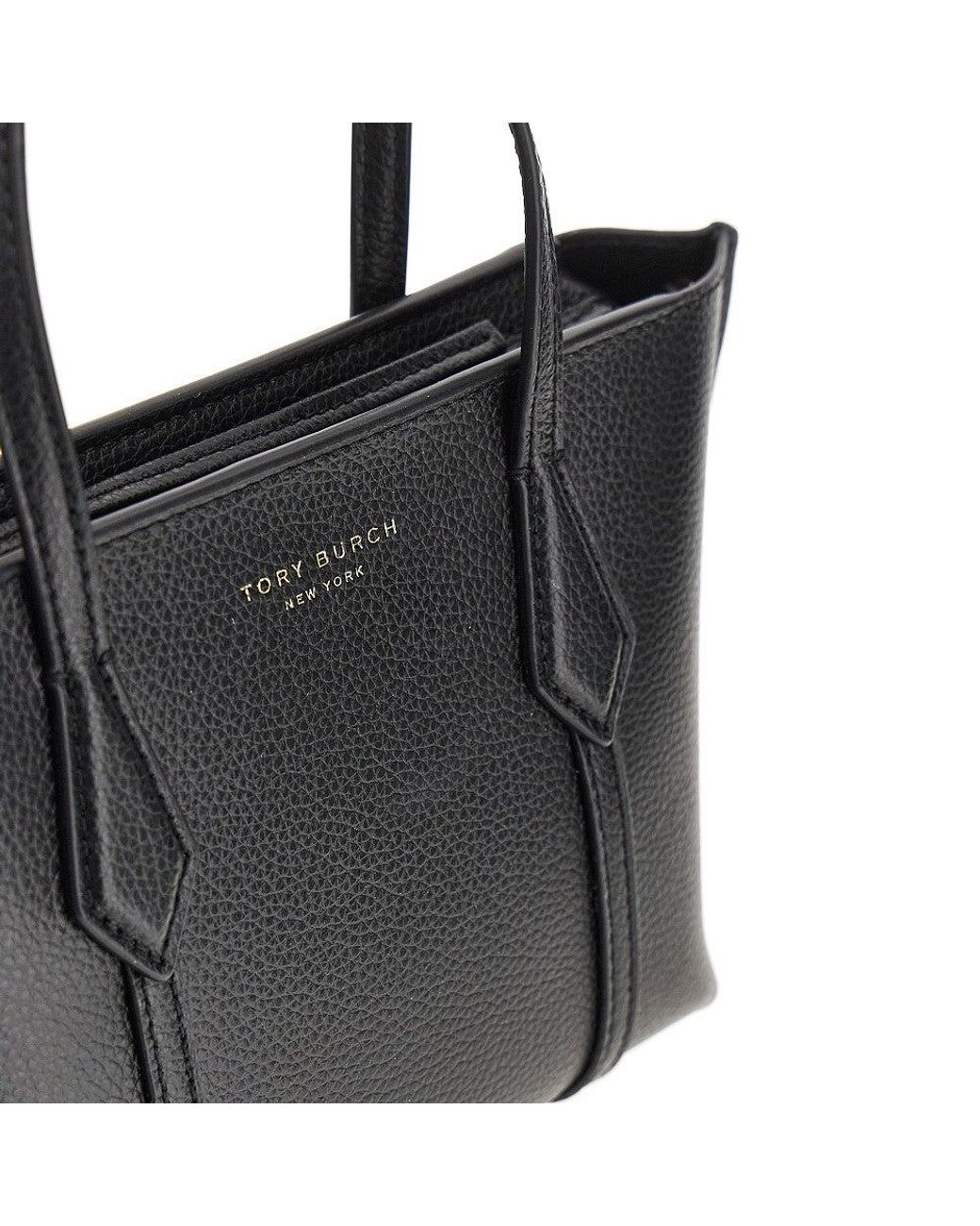 Tory Burch Black Grained Leather 'Perry' Mini Shopping Bag