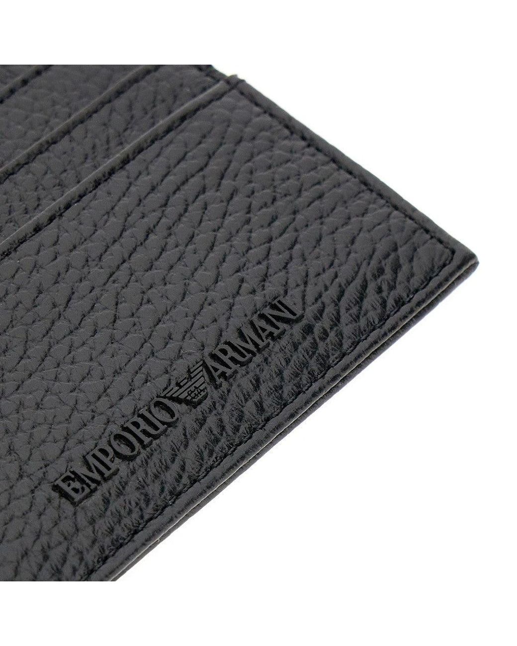 Emporio Armani Black Grained Leather Cardholder for men