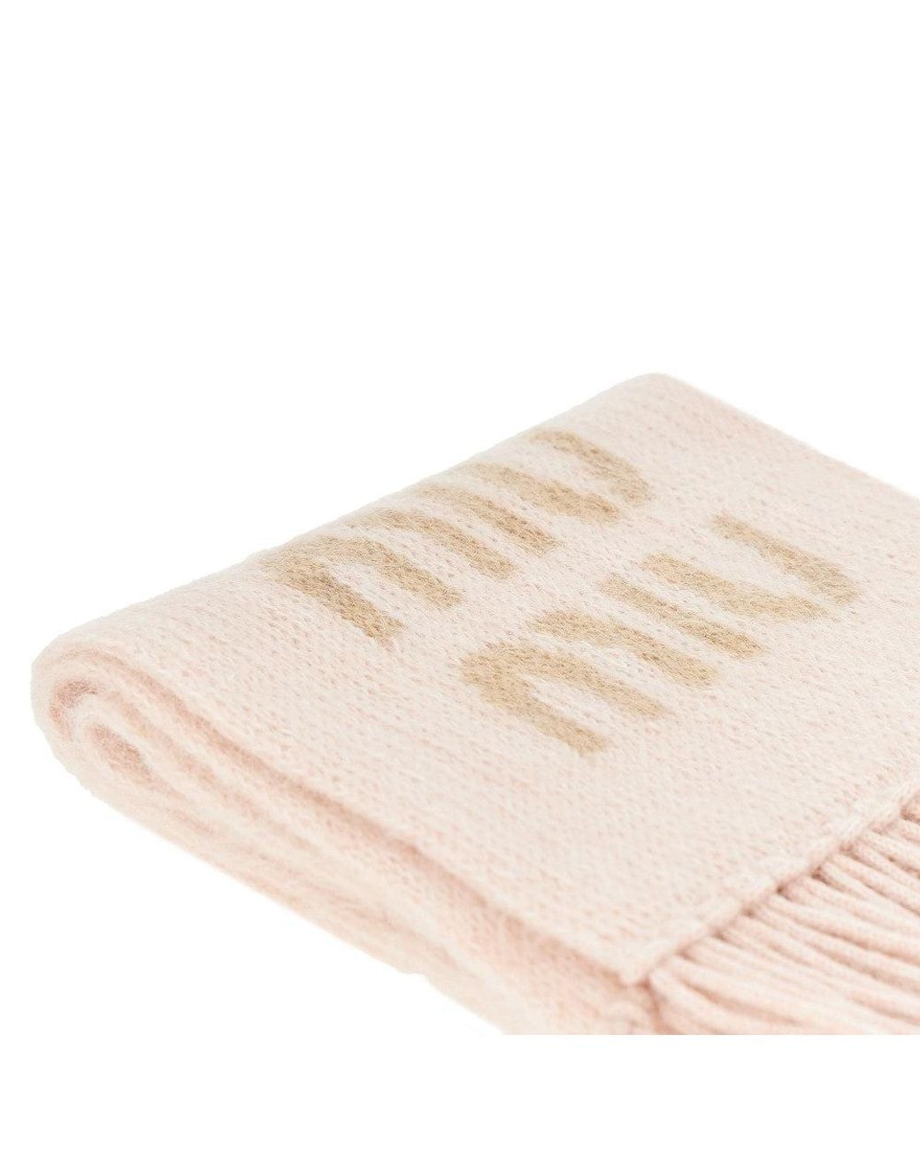 Miu Miu Pink Mohair-Blend Scarf With Jacquard Logo