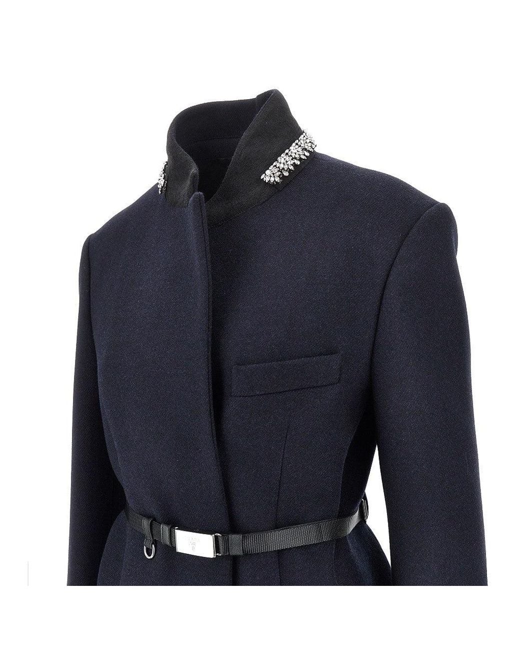 Prada Blue Double Coat With Detachable Cuffs