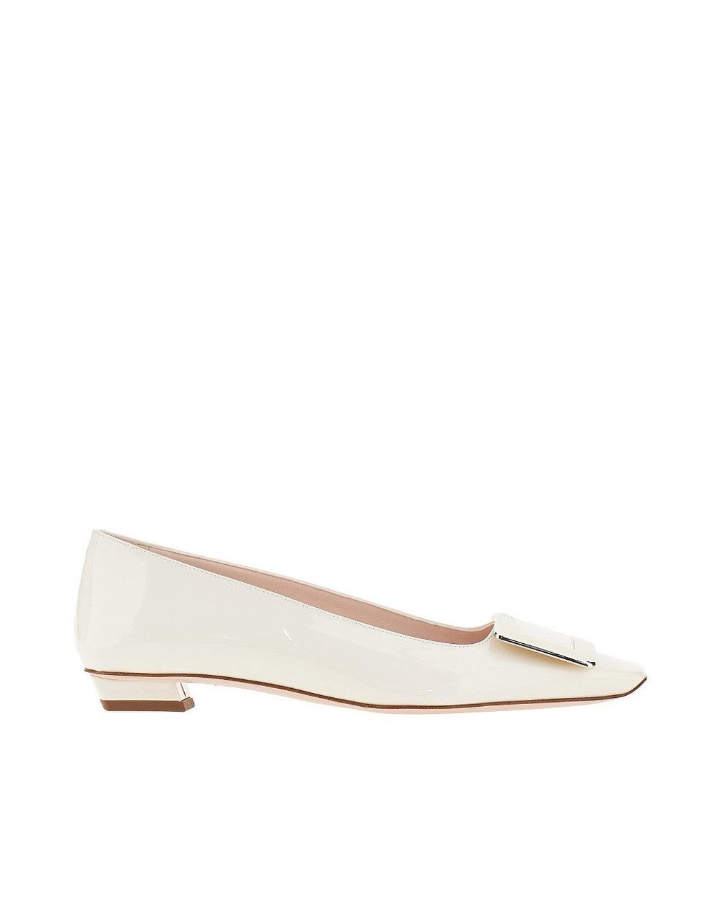 Roger Vivier Natural 'Belle Vivier' Patent Leather Ballerinas 38