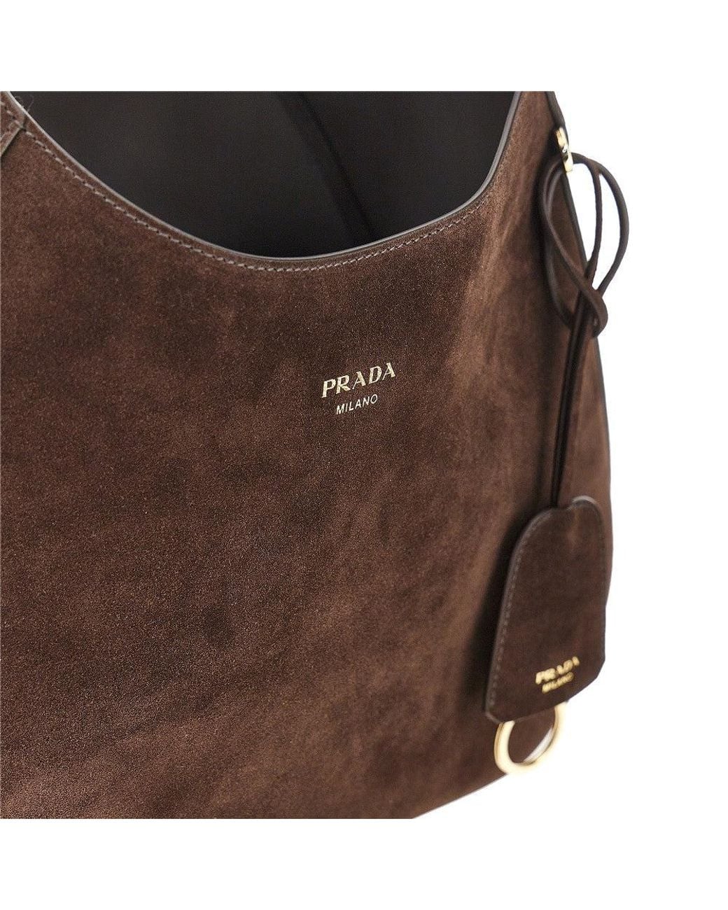 Prada Brown Suede Leather Large Boogie' Bag