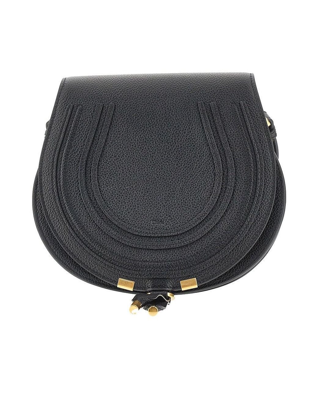 Chloé Gray Grained Leather 'Marcie' Saddle Bag