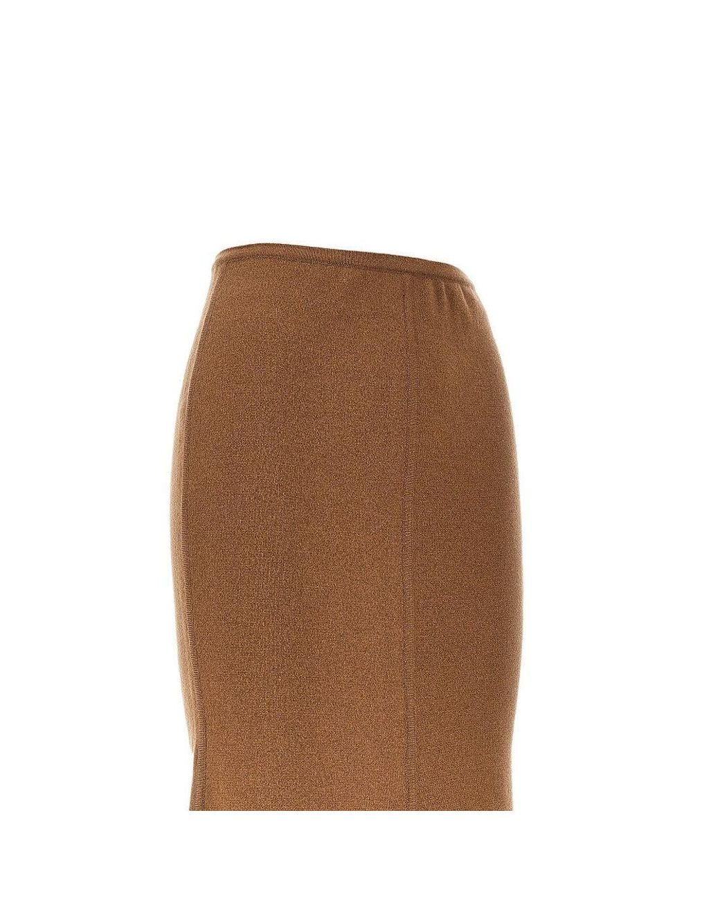 Max Mara Brown Wool And Cashmere Long Skirt