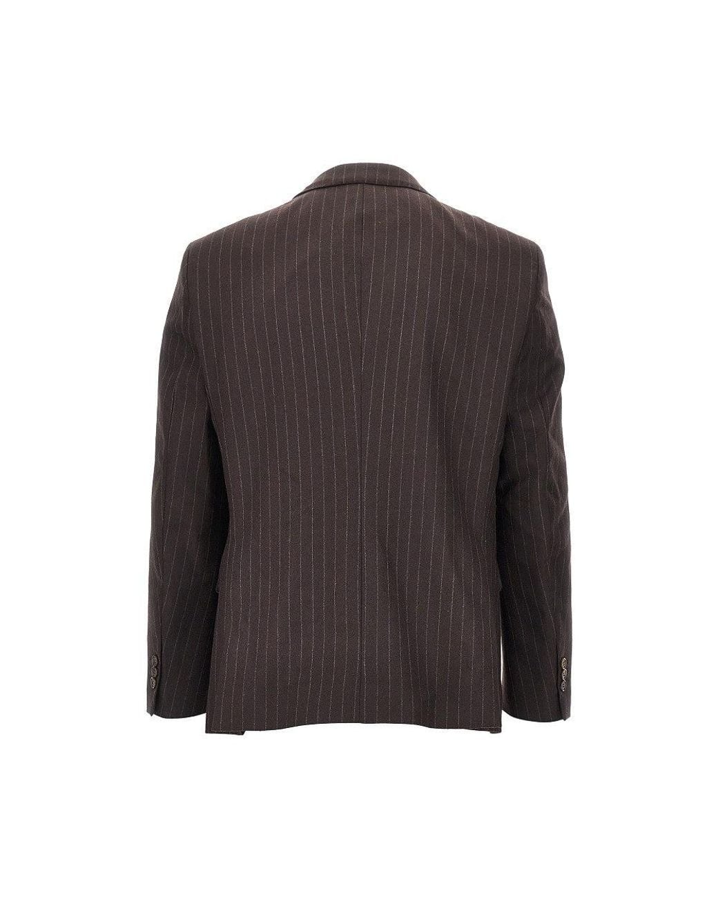 MARSĒM Black Pinstriped Wool-Blend Double-Breasted Jacket for men