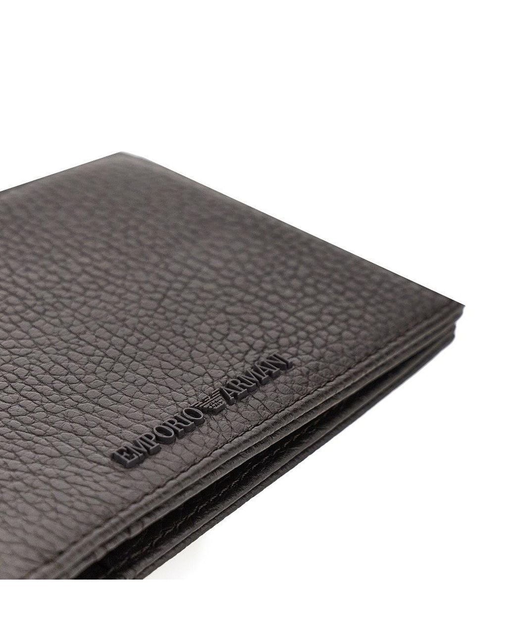 Emporio Armani Black Grained Leather Bi-Fold Wallet for men