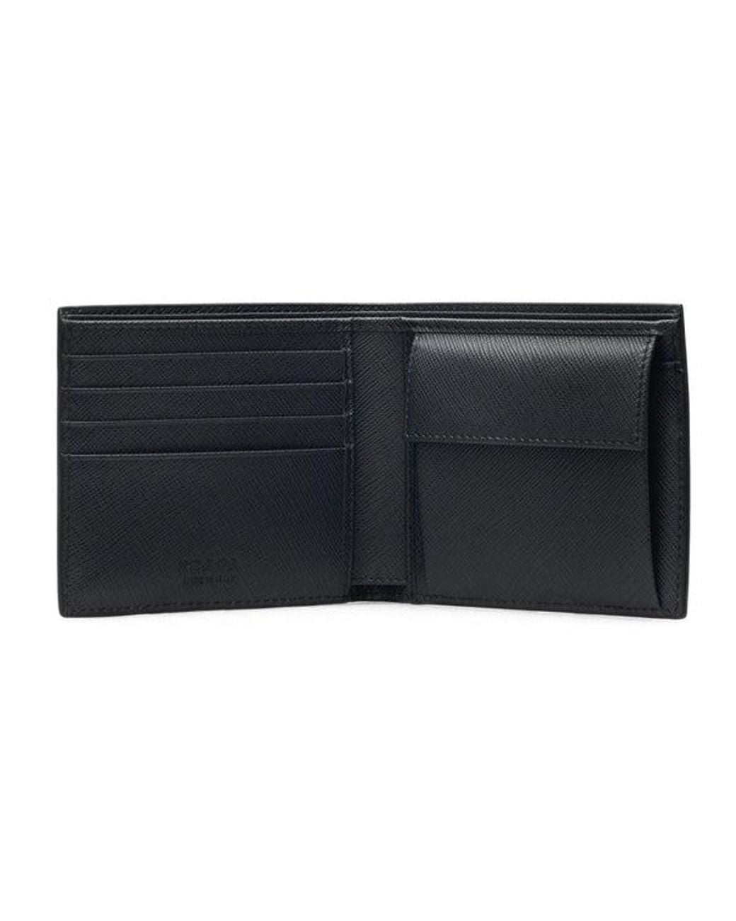 Prada Blue Saffiano Leather Bi-Fold Wallet for men