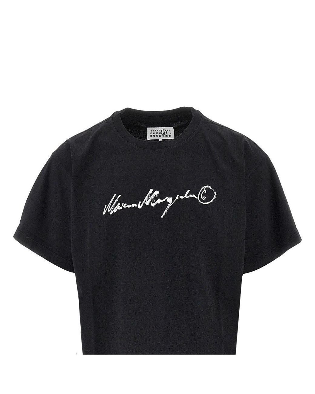 MM6 by Maison Margiela Black Logo Print T-Shirt for men
