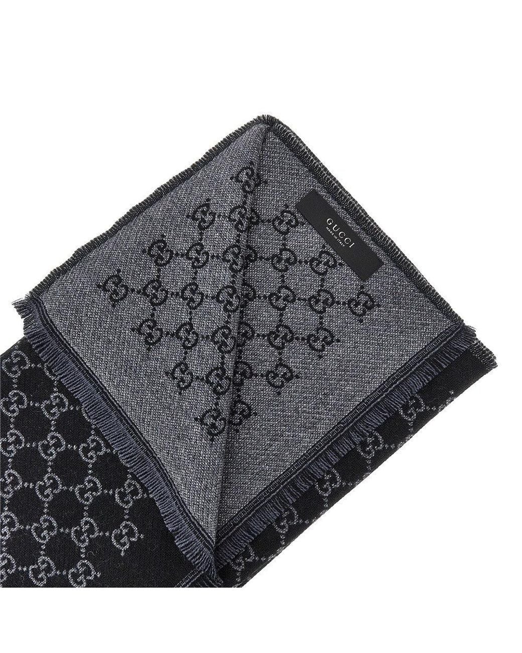 Gucci Black Gg Wool-Blend Scarf