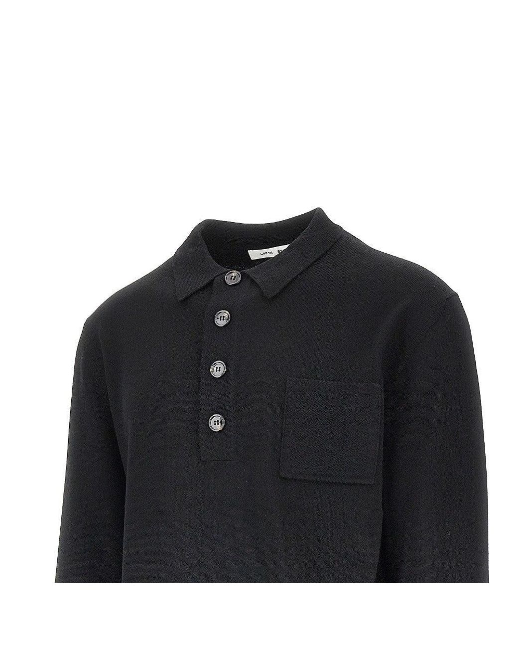 Cmmn Swdn Black 'Curtis' Wool Polo Shirt for men