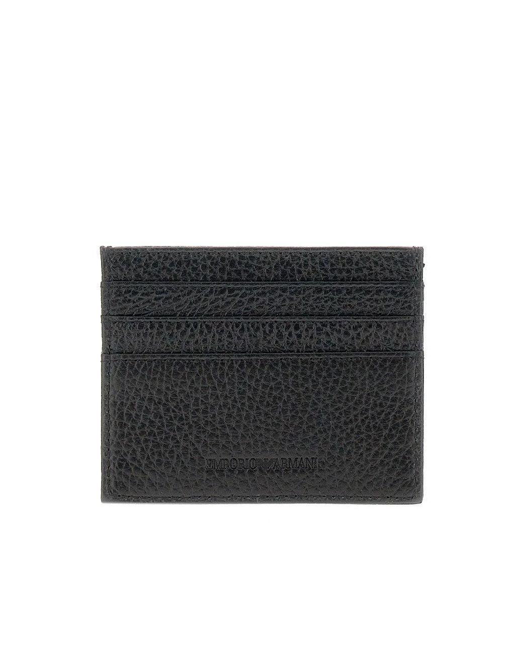 Emporio Armani Black Grained Leather Cardholder for men