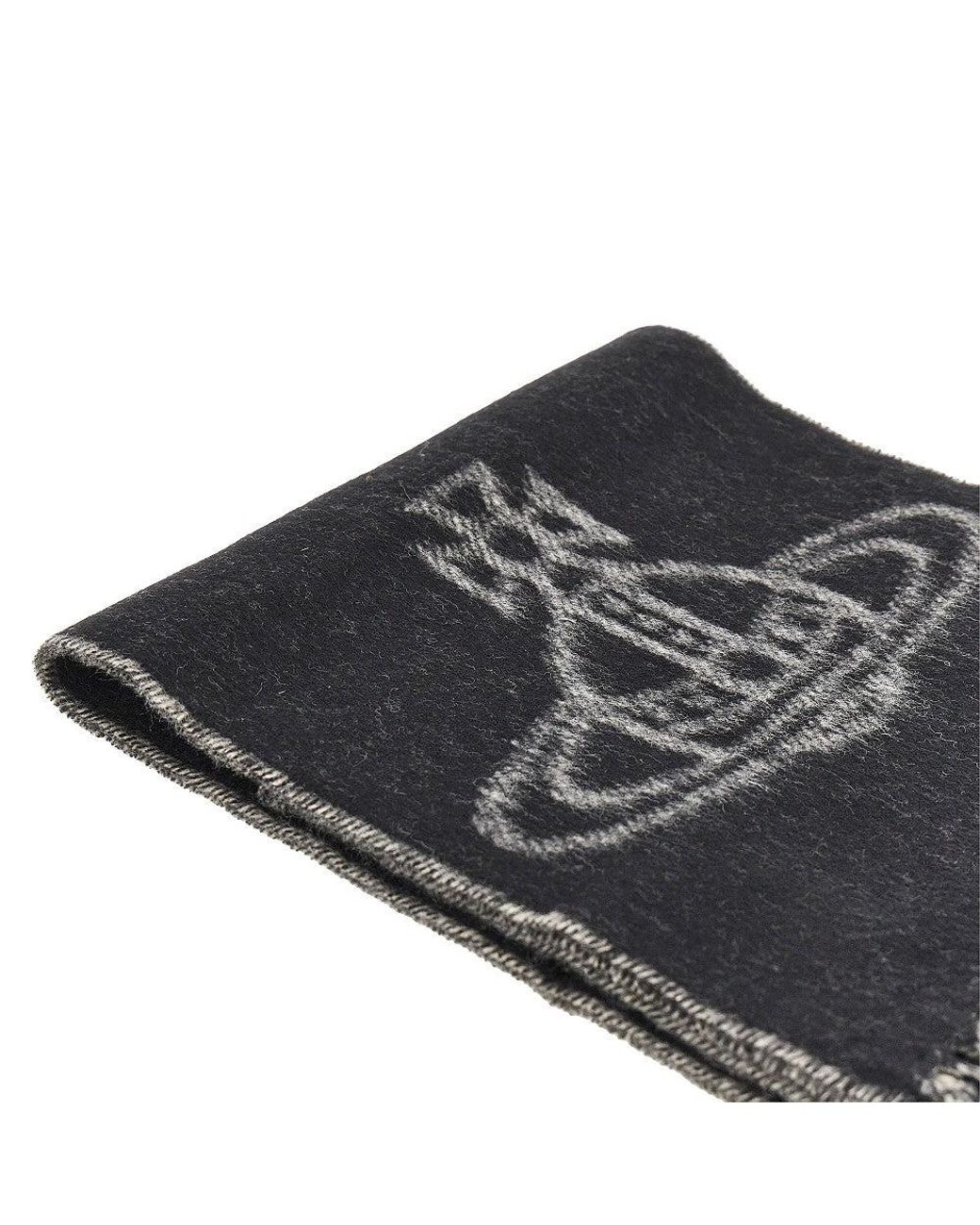 Vivienne Westwood Black Single Orb Double-Face Wool Scarf