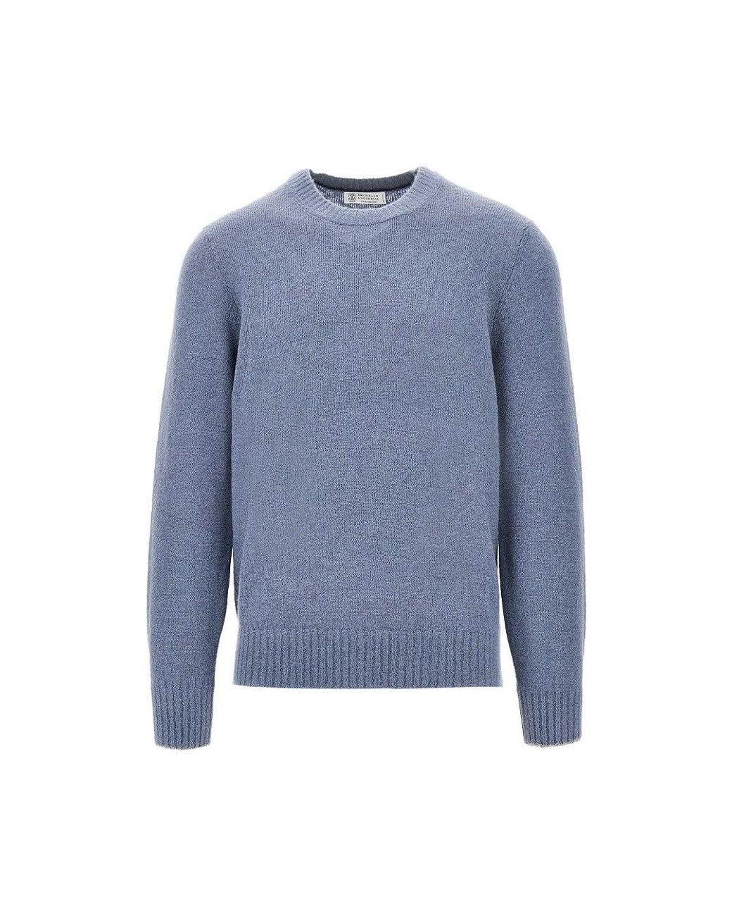 Pullover Girocollo di Brunello Cucinelli in Blue da Uomo