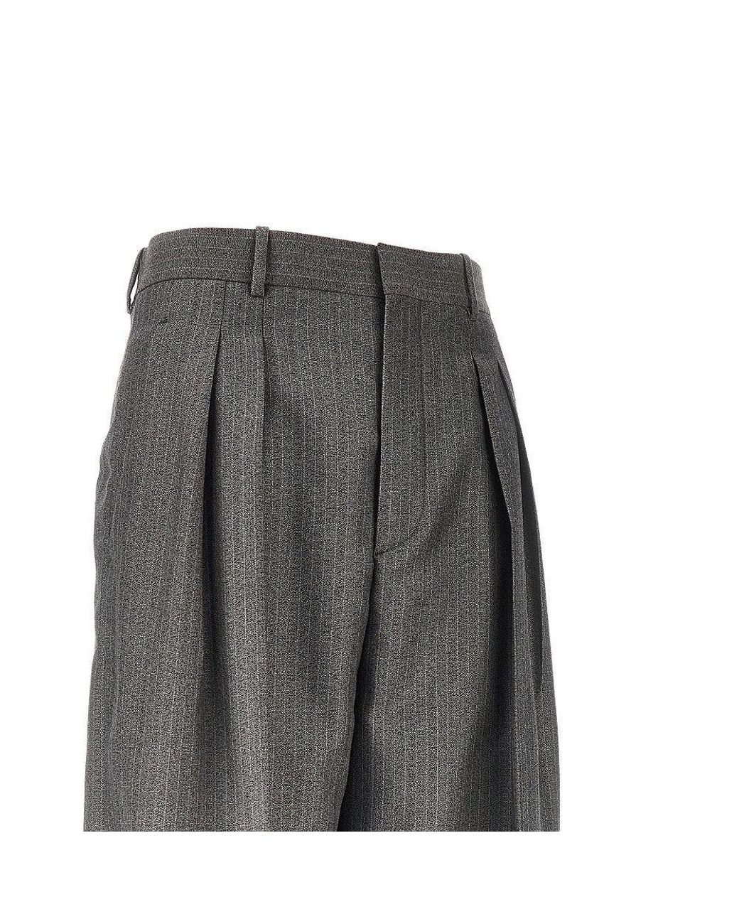 Bottega Veneta Gray Wool And Mohair Pants With Darts