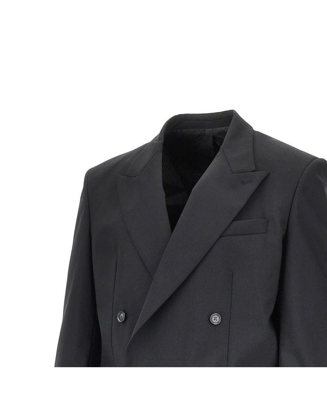MARSĒM Black Wool-Blend Double-Breasted Jacket for men