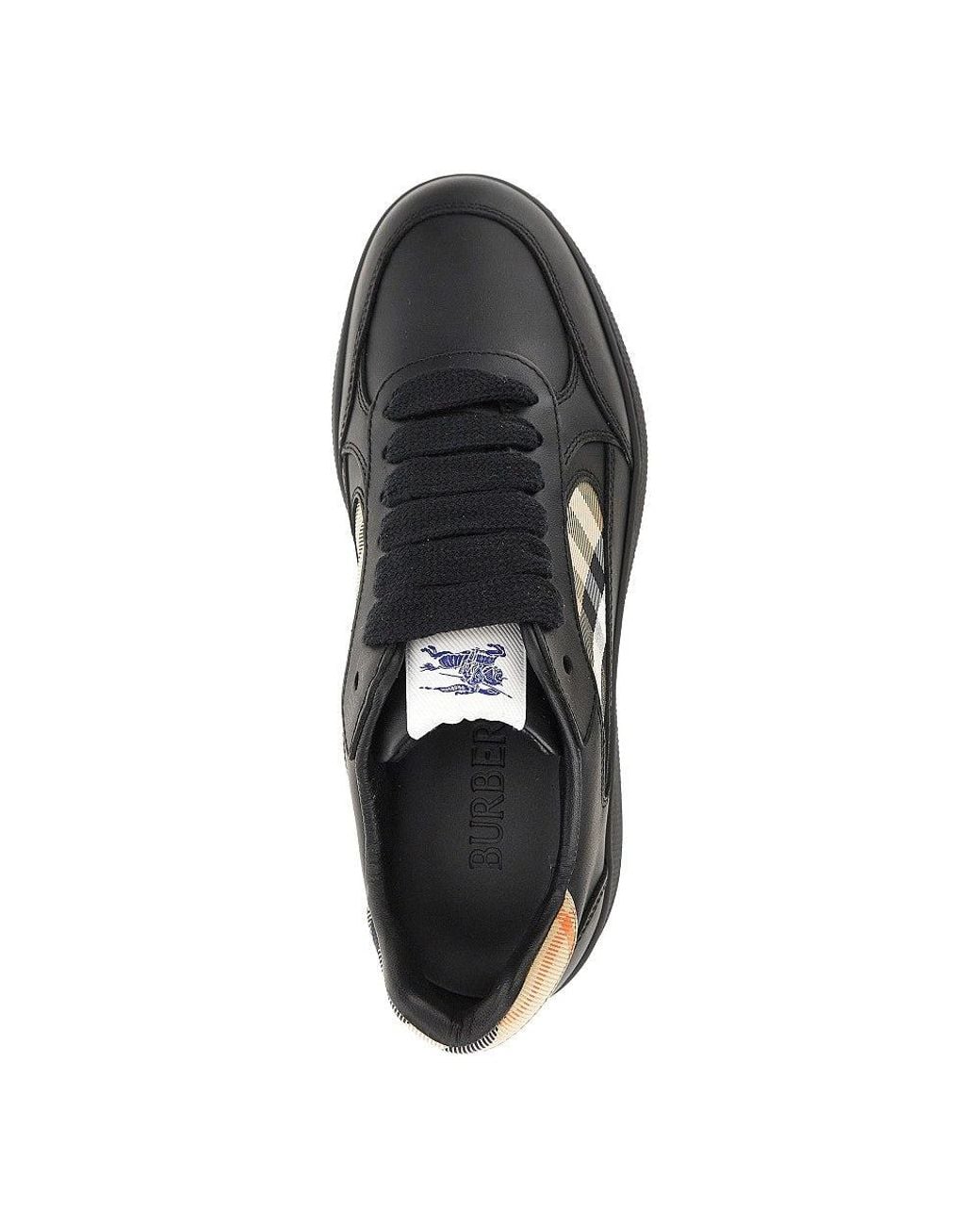 Burberry Blue Leather And Check Fabric 'Terrace' Sneakers for men