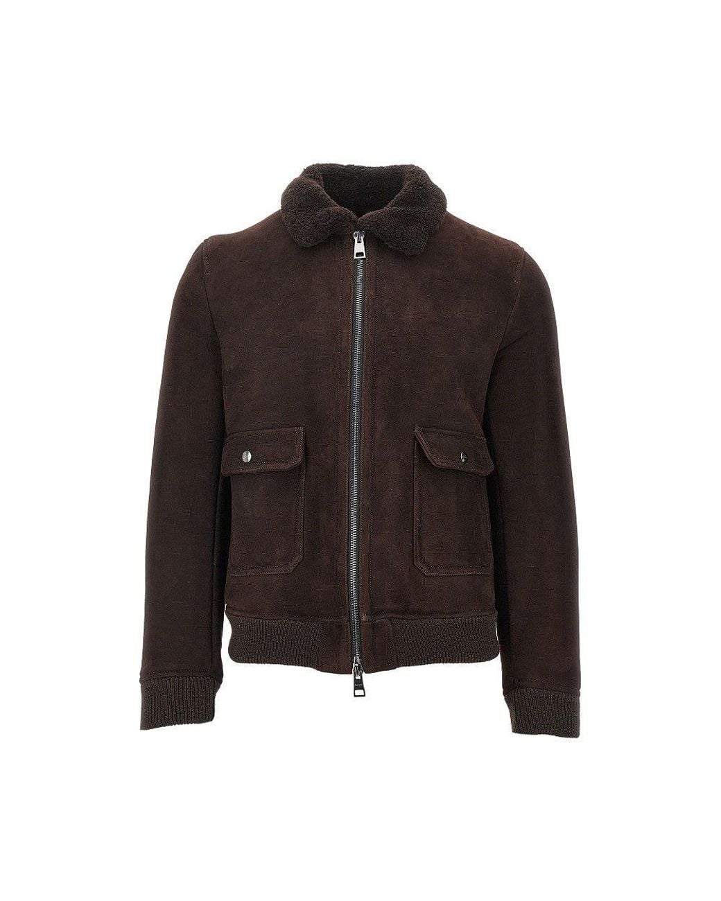 Dacute Black Washed Waxed Shearling Jacket for men