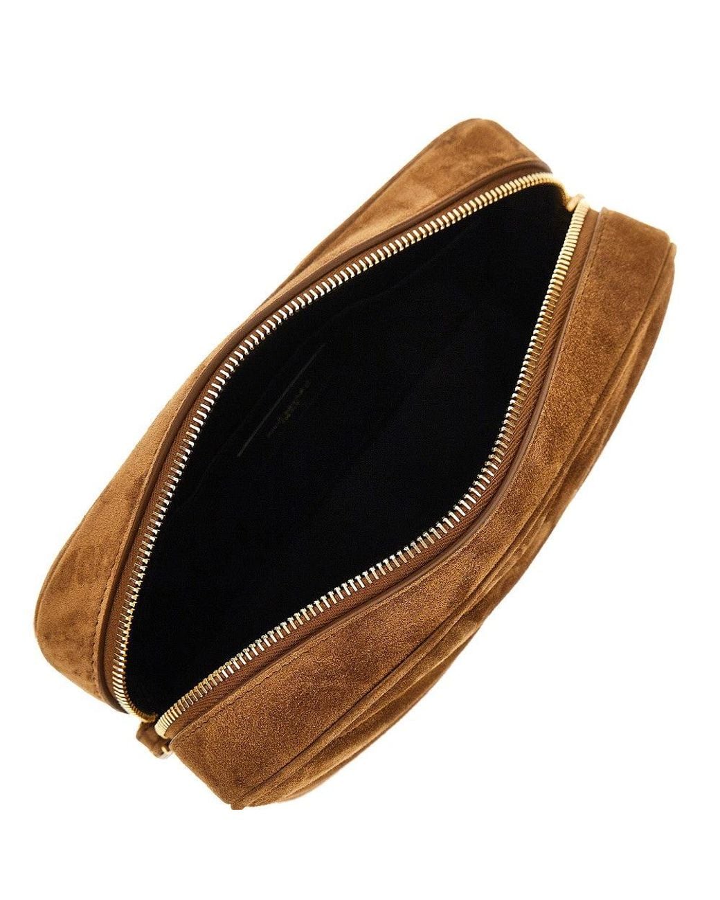 Saint Laurent Brown 'Loulou' Matelassé Suede Leather Camera Bag