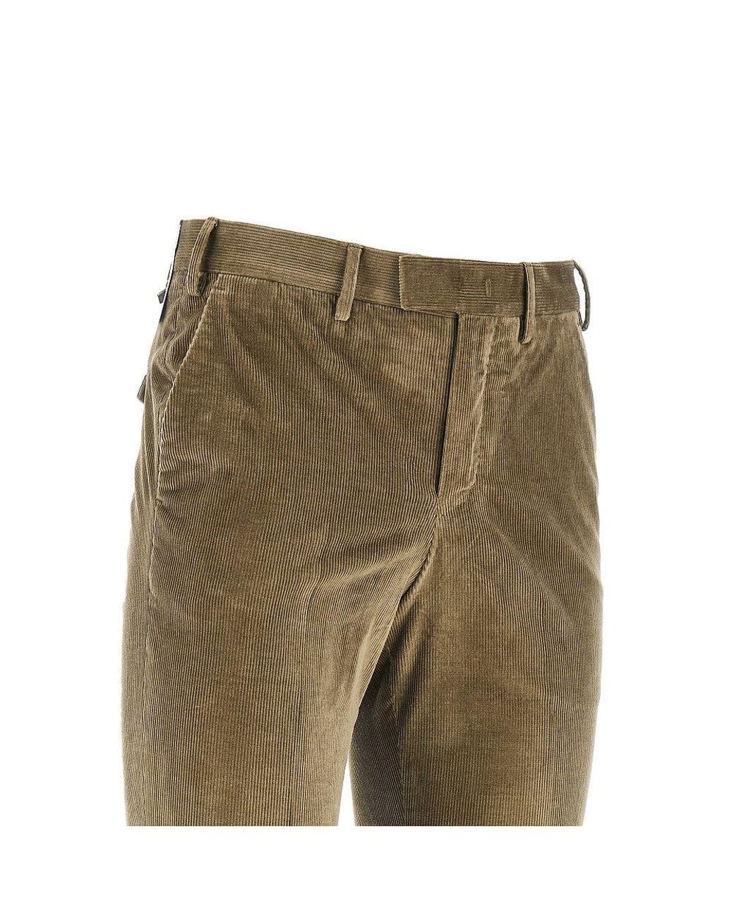 PT Torino Green 'Master Fit' Corduroy Pants for men