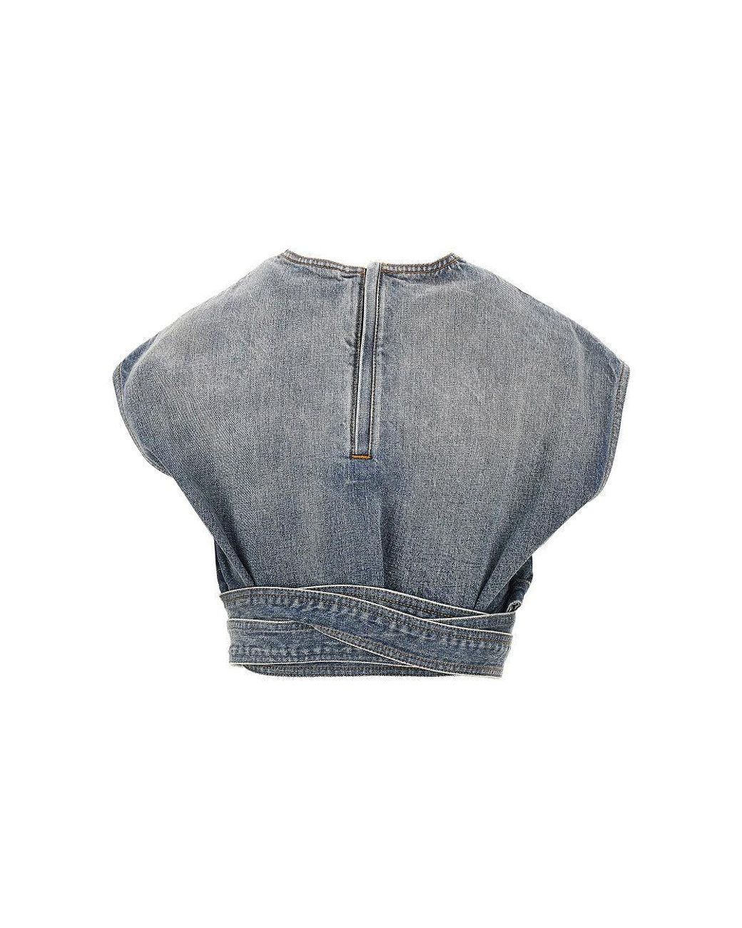 Alaïa Gray Denim Top