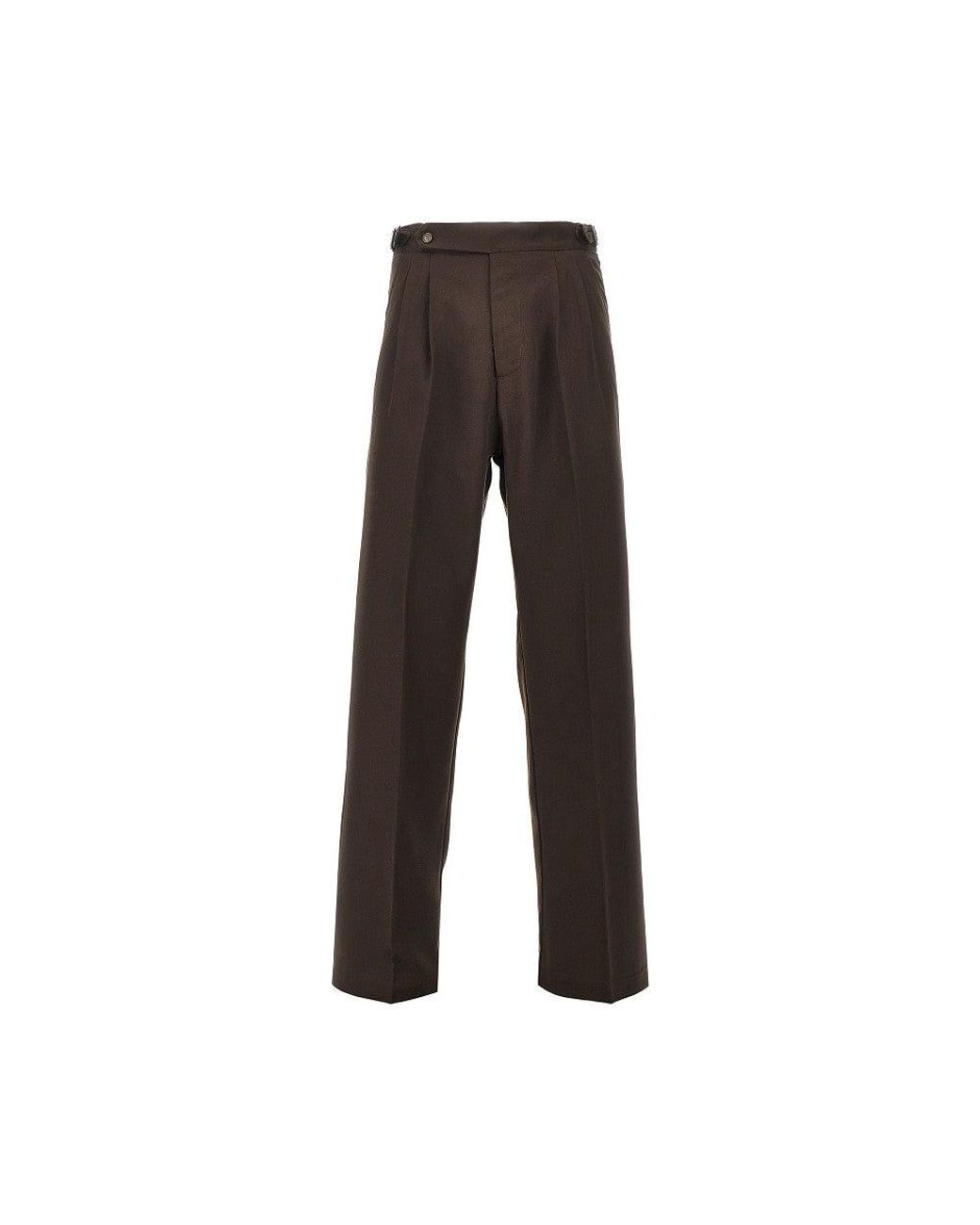 MARSĒM Brown Twill Pants With Darts for men