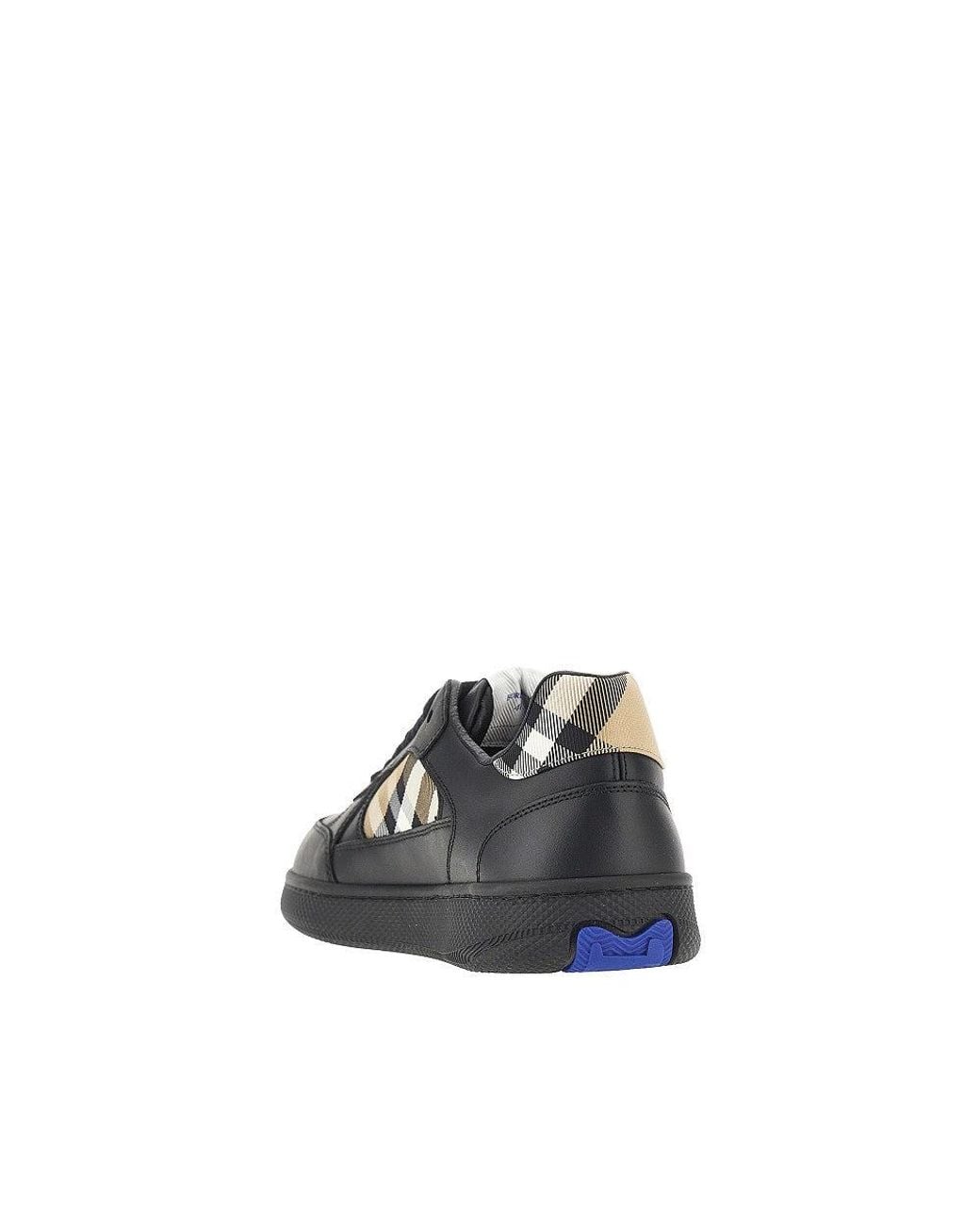 Burberry Blue Leather And Check Fabric 'Terrace' Sneakers for men