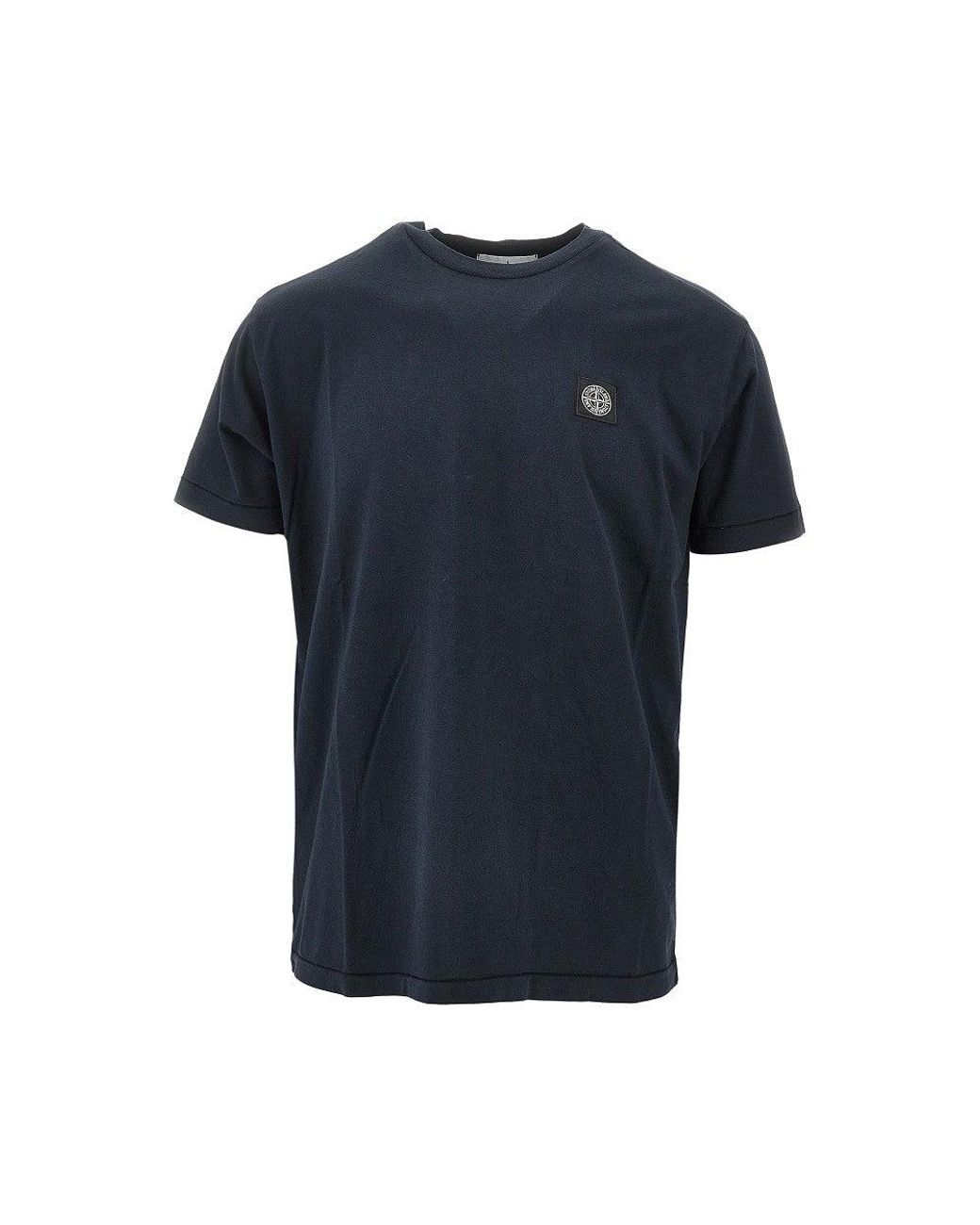Stone Island Blue Compass Rose Logo Patch T-Shirt for men
