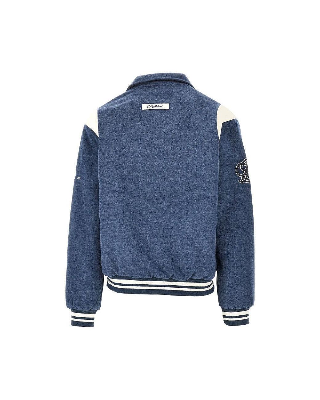 Prohibited Blue Cloth Field College Jacket for men
