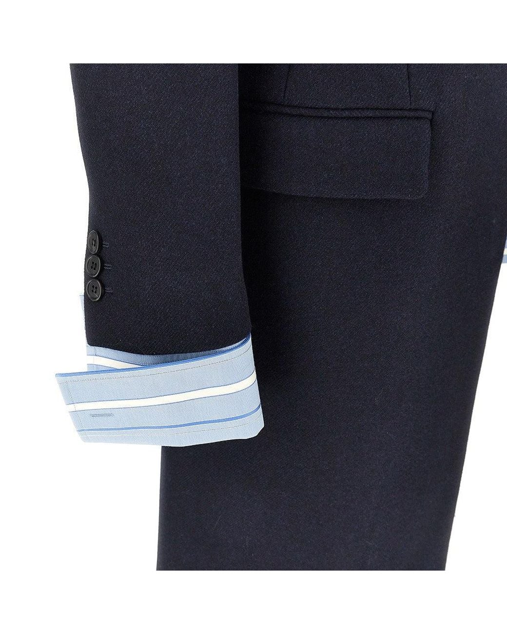 Prada Blue Double Coat With Detachable Cuffs