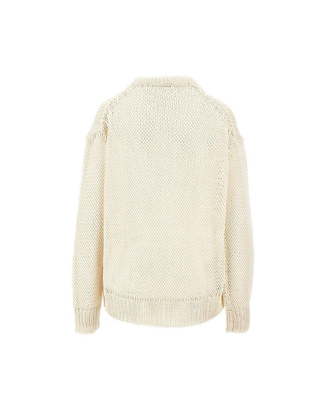 Jil Sander White Oversized Silk Sweater