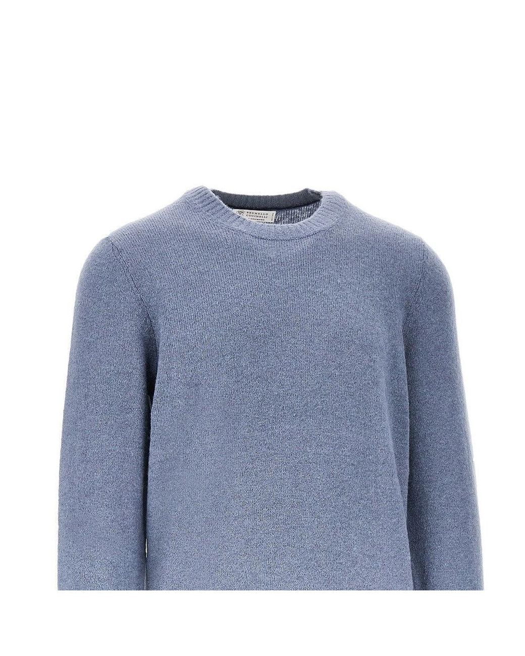 Pullover Girocollo di Brunello Cucinelli in Blue da Uomo