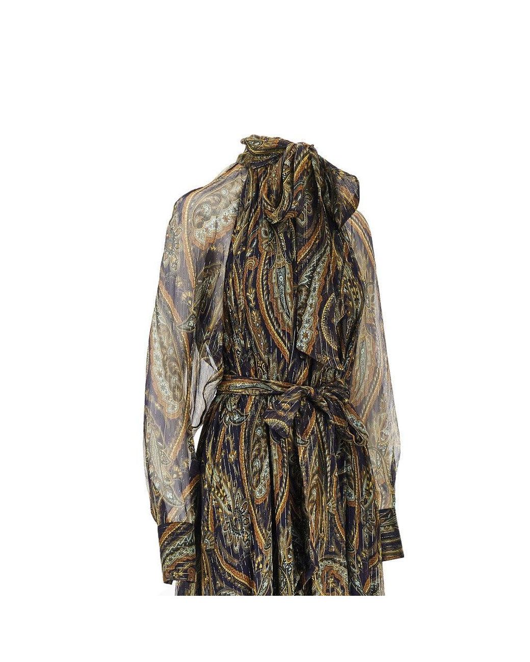 Etro Natural Paisley Silk Creponne Maxi Dress