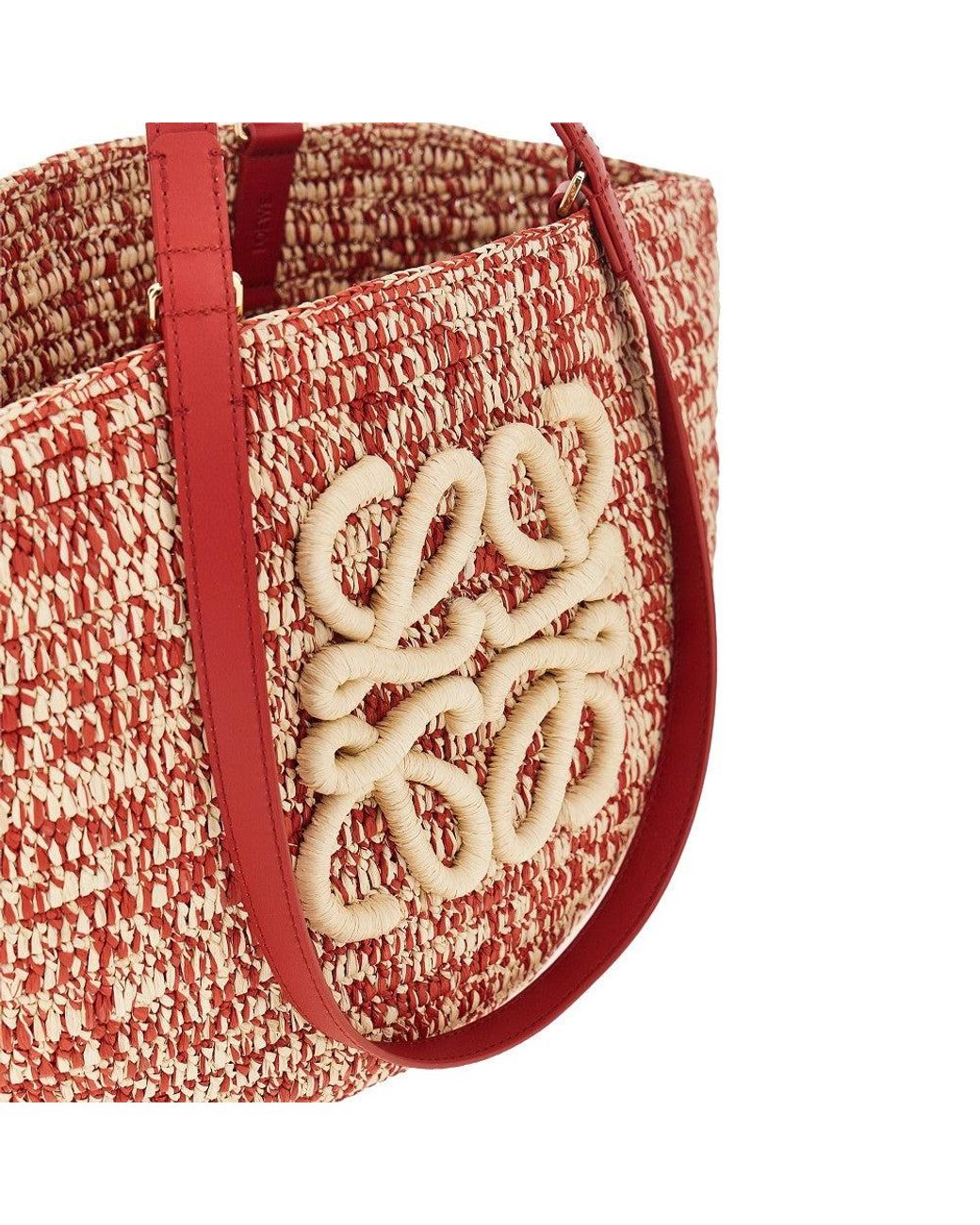 Loewe Red Raffia Medium 'Eclipse' Basket Bag